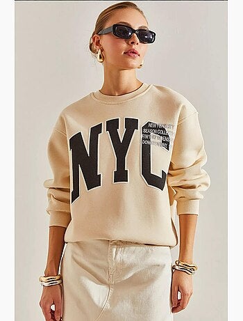 Blusa oversized com estampado escovado e três camadas lucci