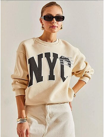 Blusa oversized com estampado escovado e três camadas lucci