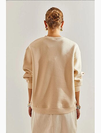 Blusa oversized com estampado escovado e três camadas lucci