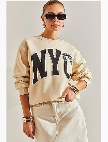 Blusa oversized com estampado escovado e três camadas lucci
