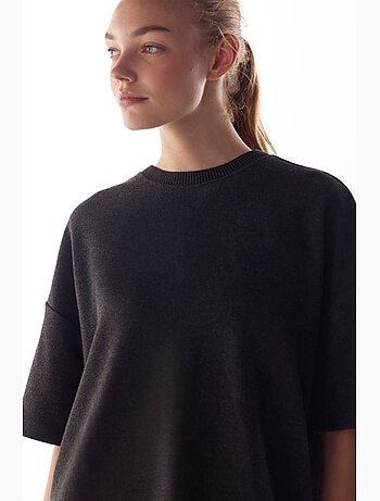 Blusa oversized de manga curta com padrão mesclado e quente penti