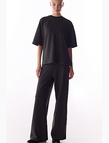 Blusa oversized de manga curta com padrão mesclado e quente penti