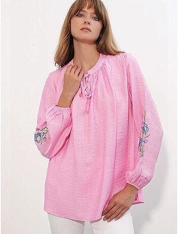 Blusa oversized em crepe bordado bdart