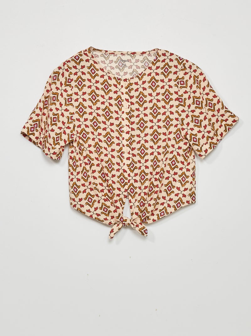 Blusa para apertar com estampado BEGE - Kiabi