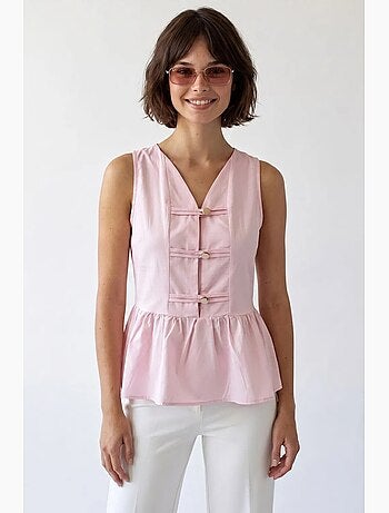Blusa peplum em popelina sem mangas mixray
