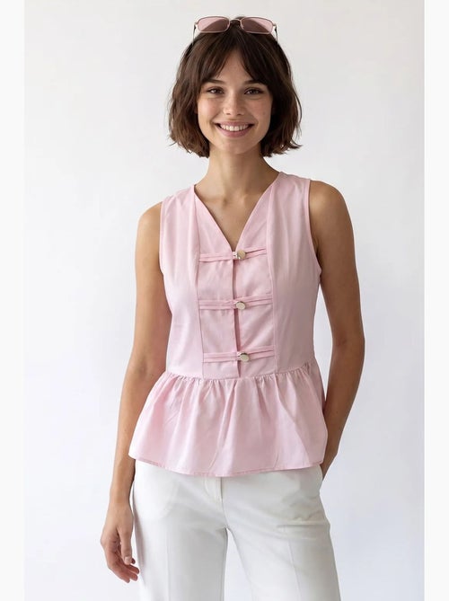 Blusa peplum em popelina sem mangas mixray - Kiabi Blusa peplum em popelina sem mangas mixray - Kiabi