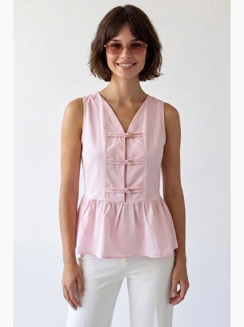 Blusa peplum em popelina sem mangas mixray - Kiabi Blusa peplum em popelina sem mangas mixray - Kiabi