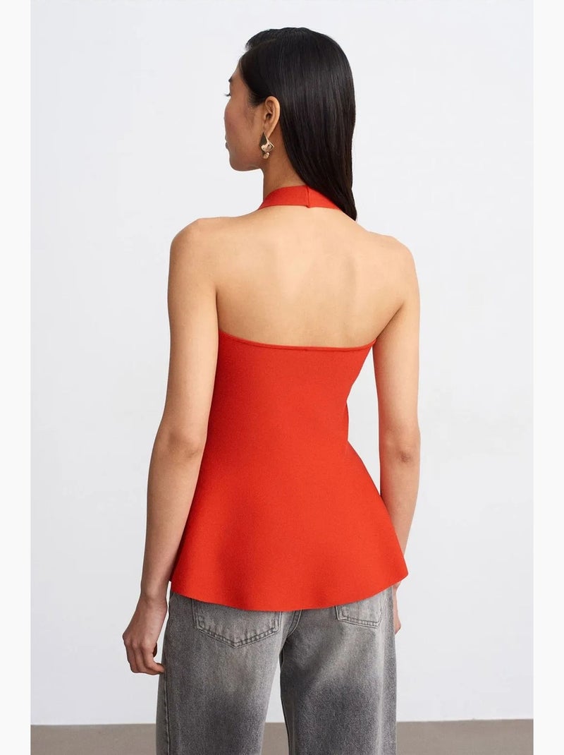 Blusa peplum halter sem costuras dilvin Laranja-mandarina - Kiabi