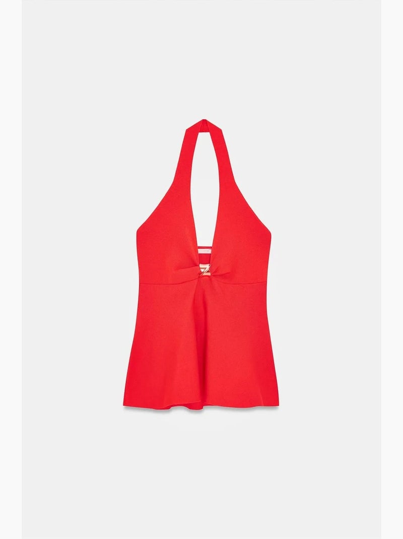 Blusa peplum halter sem costuras dilvin Laranja-mandarina - Kiabi