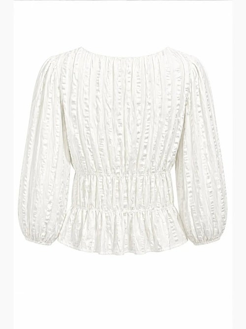 Blusa peplum texturada com decote em u e mangas três-quartos mixray - Kiabi