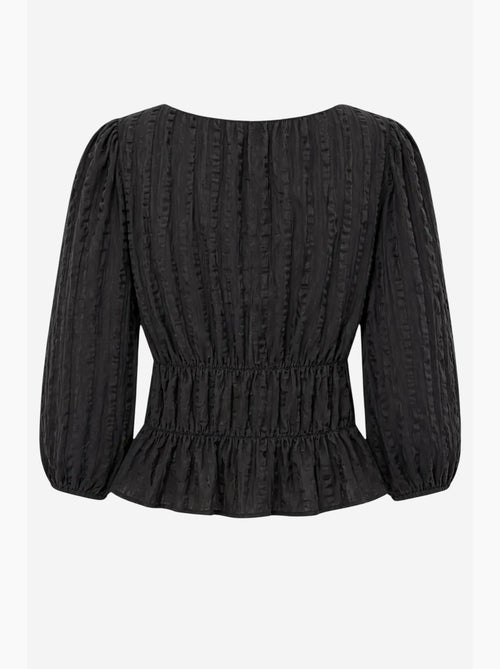 Blusa peplum texturada com decote em u e mangas três-quartos mixray - Kiabi