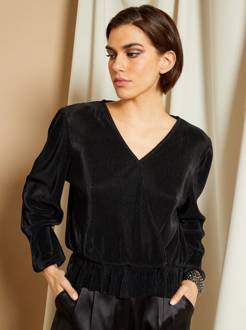 Blusa plissada com decote cruzado - Kiabi