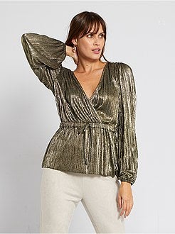 Blusa plissada dourada - Kiabi