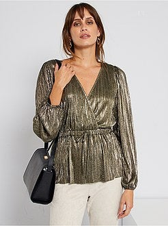 Blusa plissada dourada - Kiabi