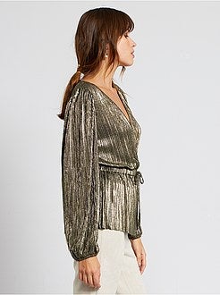 Blusa plissada dourada - Kiabi