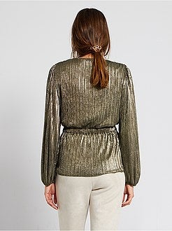 Blusa plissada dourada - Kiabi
