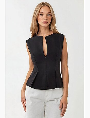 Blusa plissada slim fit com fecho de correr hiccup