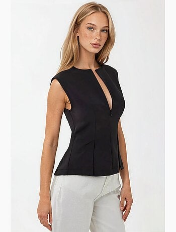 Blusa plissada slim fit com fecho de correr hiccup