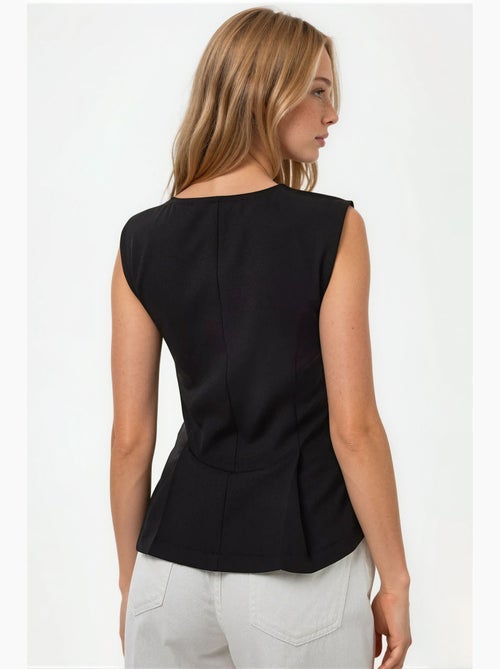 Blusa plissada slim fit com fecho de correr hiccup - Kiabi Blusa plissada slim fit com fecho de correr hiccup - Kiabi