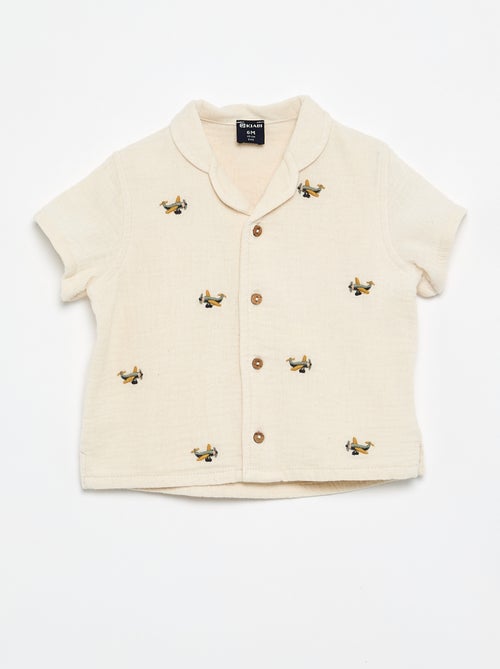 Blusa plumeti em gaze de algodão - Kiabi