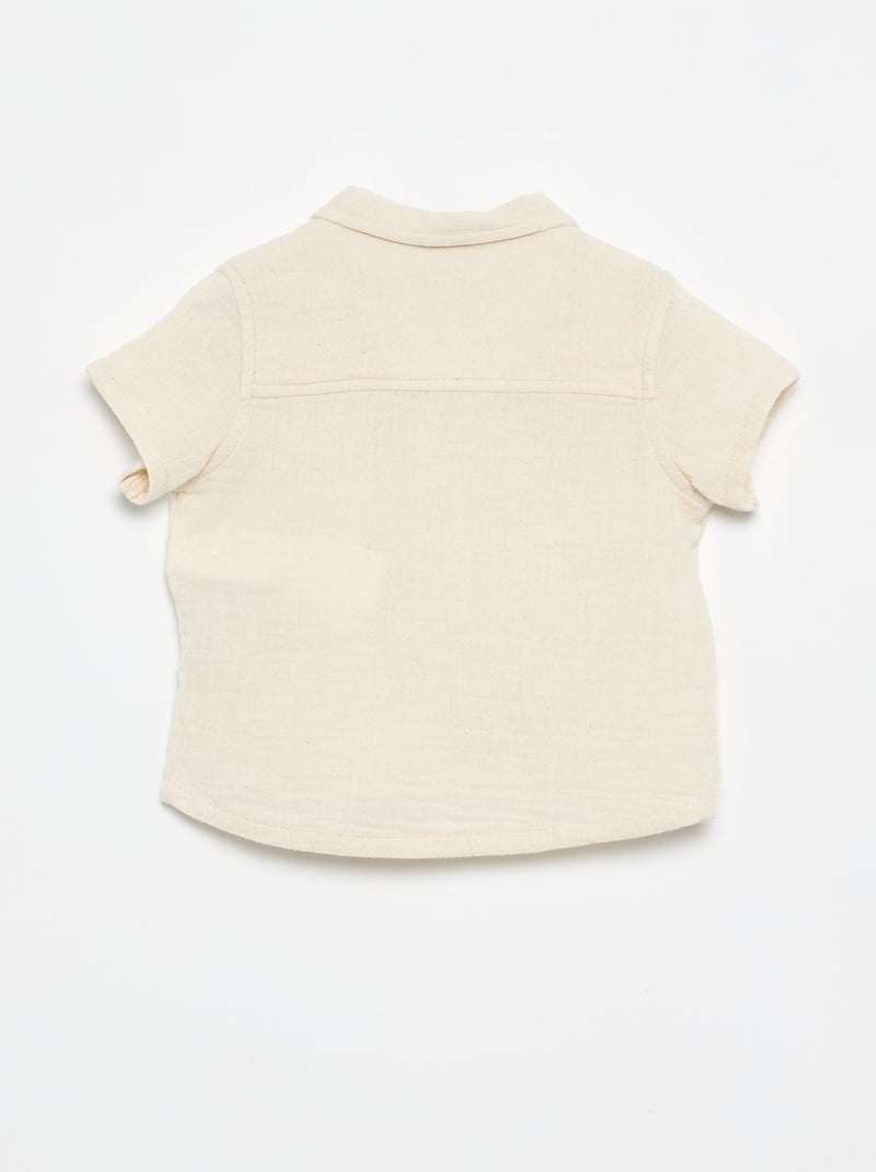 Blusa plumeti em gaze de algodão Branco - Kiabi