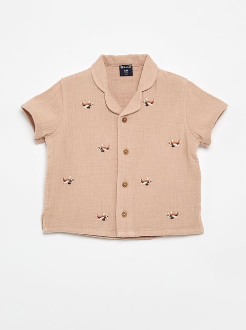 Blusa plumeti em gaze de algodão - Kiabi
