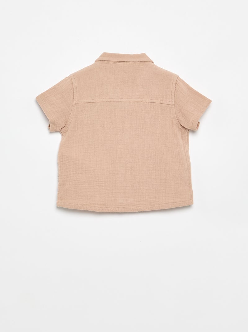 Blusa plumeti em gaze de algodão Castanho - Kiabi