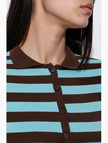 Blusa polo canelada às riscas busem