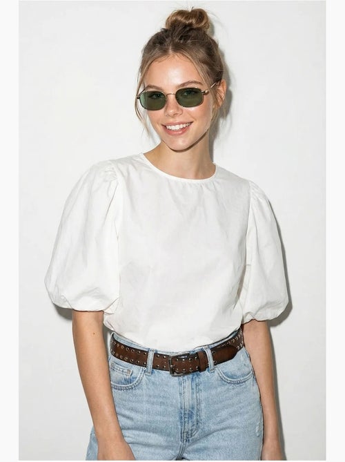 Blusa popelina de algodão para atar à frente lucci - Kiabi Blusa popelina de algodão para atar à frente lucci - Kiabi