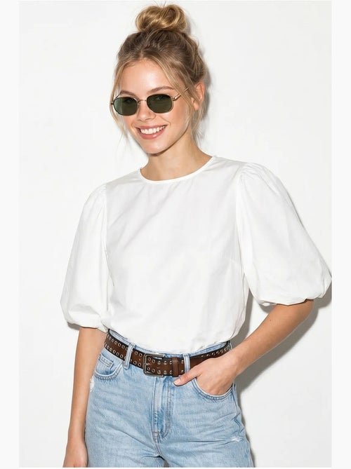 Blusa popelina de algodão para atar à frente lucci - Kiabi Blusa popelina de algodão para atar à frente lucci - Kiabi