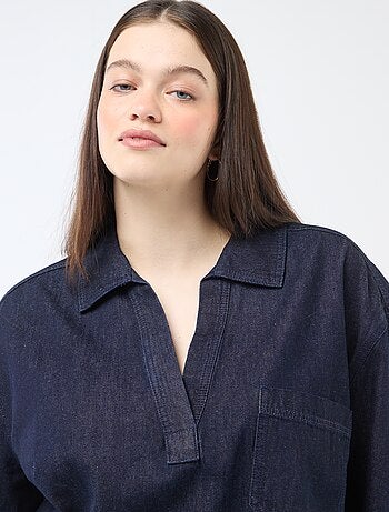 Blusa reta em denim