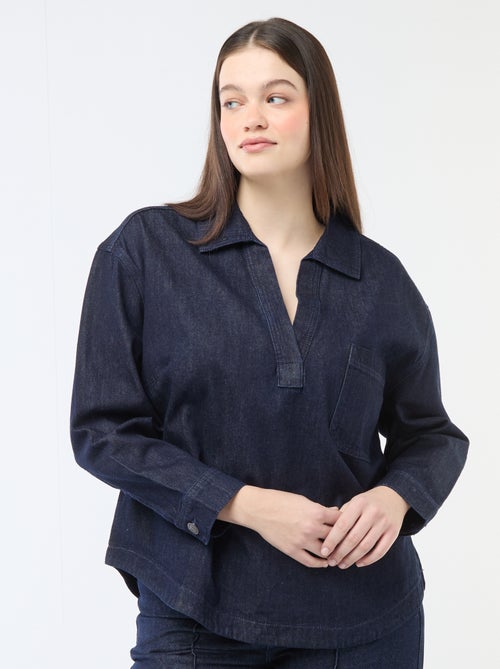 Blusa reta em denim - Kiabi