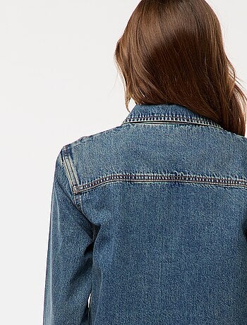Blusa reta em ganga