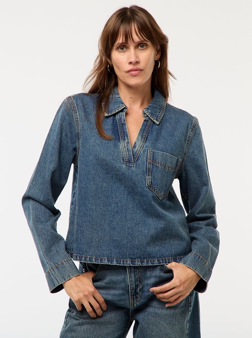 Blusa reta em ganga - Kiabi