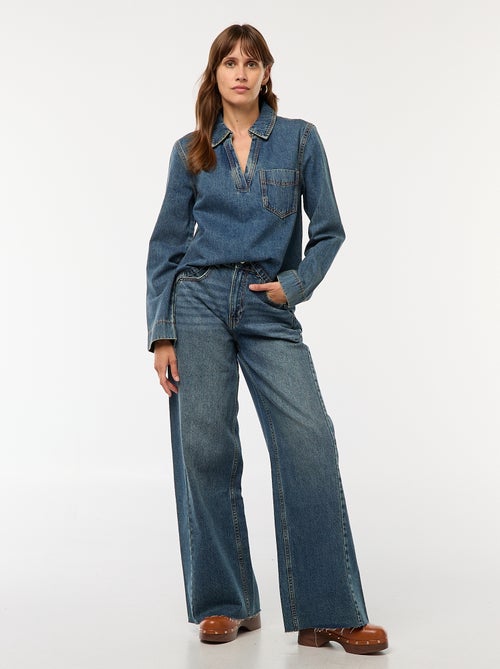 Blusa reta em ganga - Kiabi