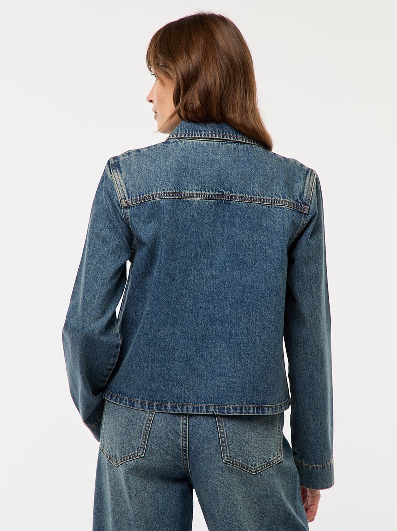 Blusa reta em ganga Azul - Kiabi