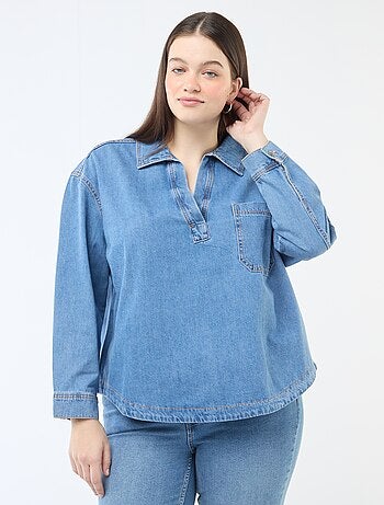 Blusa reta em denim