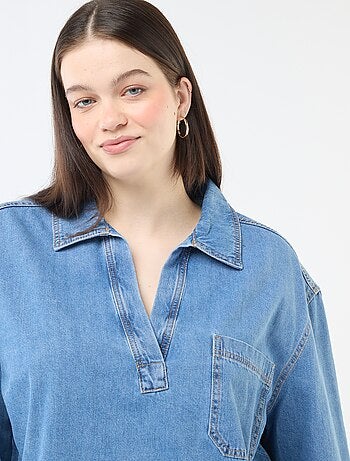 Blusa reta em denim