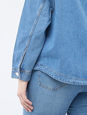 Blusa reta em denim
