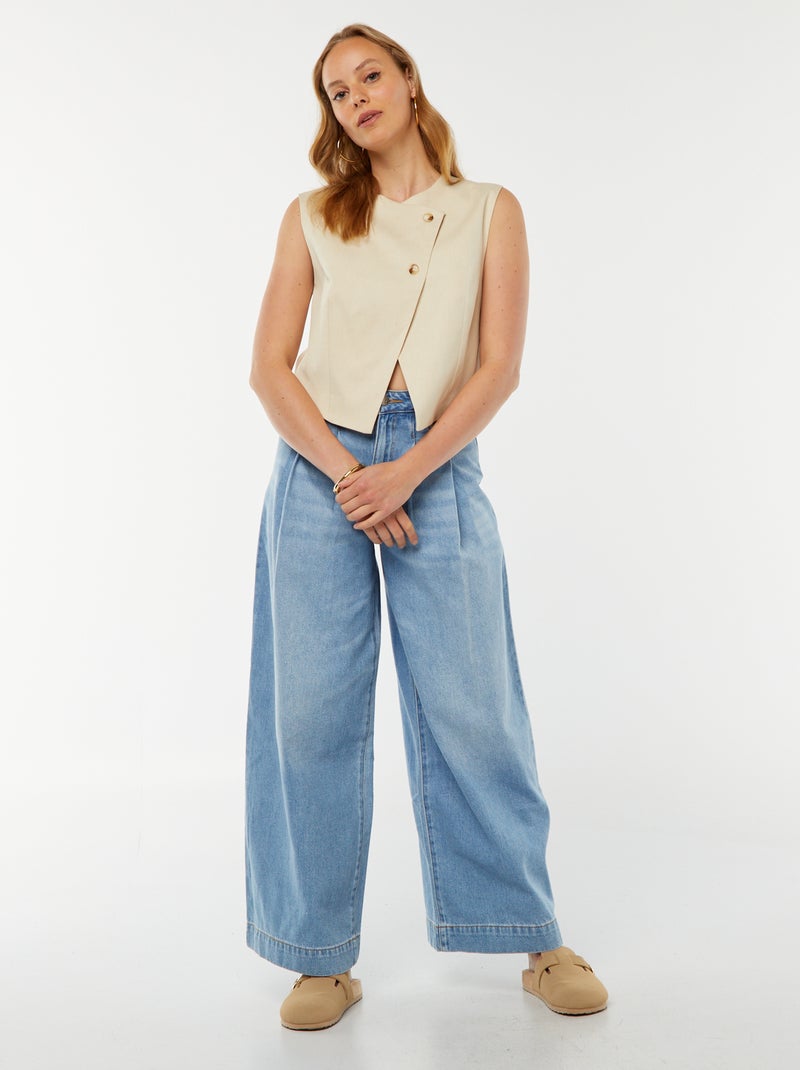 Blusa sem mangas assimétrica Bege - Kiabi