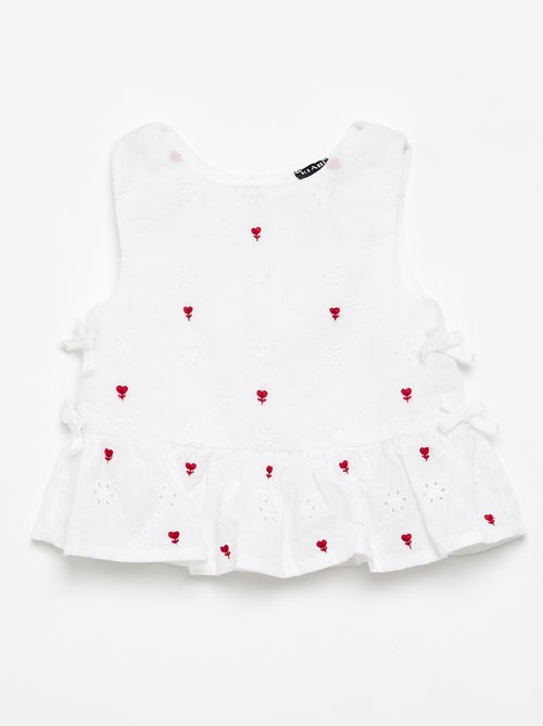 Blusa sem mangas com bordados - Kiabi