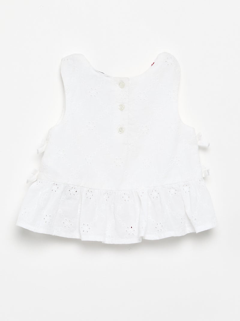 Blusa sem mangas com bordados Bege - Kiabi