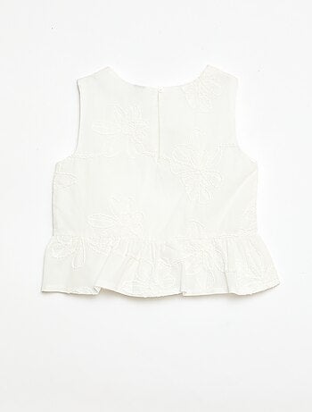 Blusa sem mangas com bordados florais