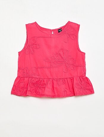 Blusa sem mangas com bordados florais