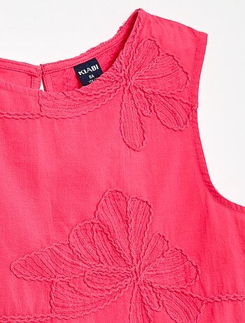 Blusa sem mangas com bordados florais