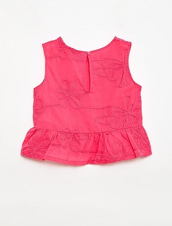 Blusa sem mangas com bordados florais