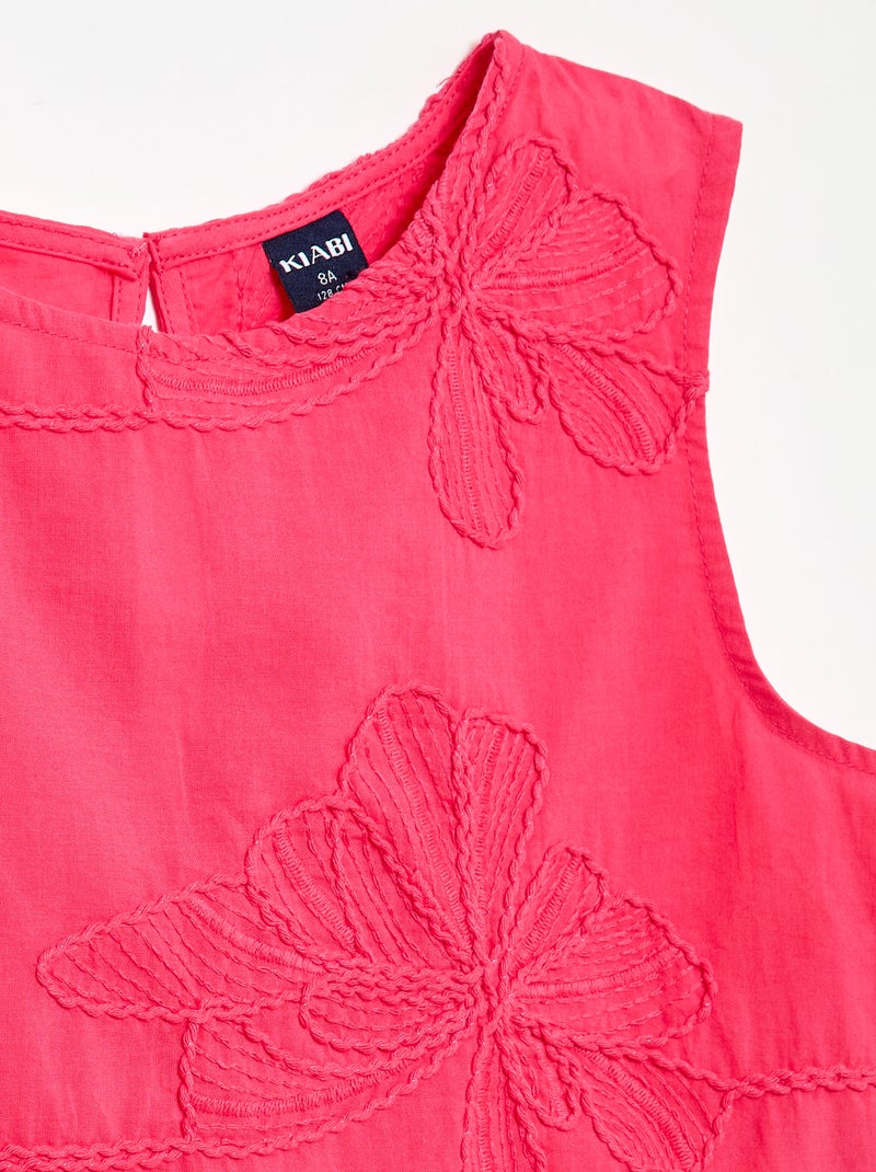 Blusa sem mangas com bordados florais Rosa - Kiabi