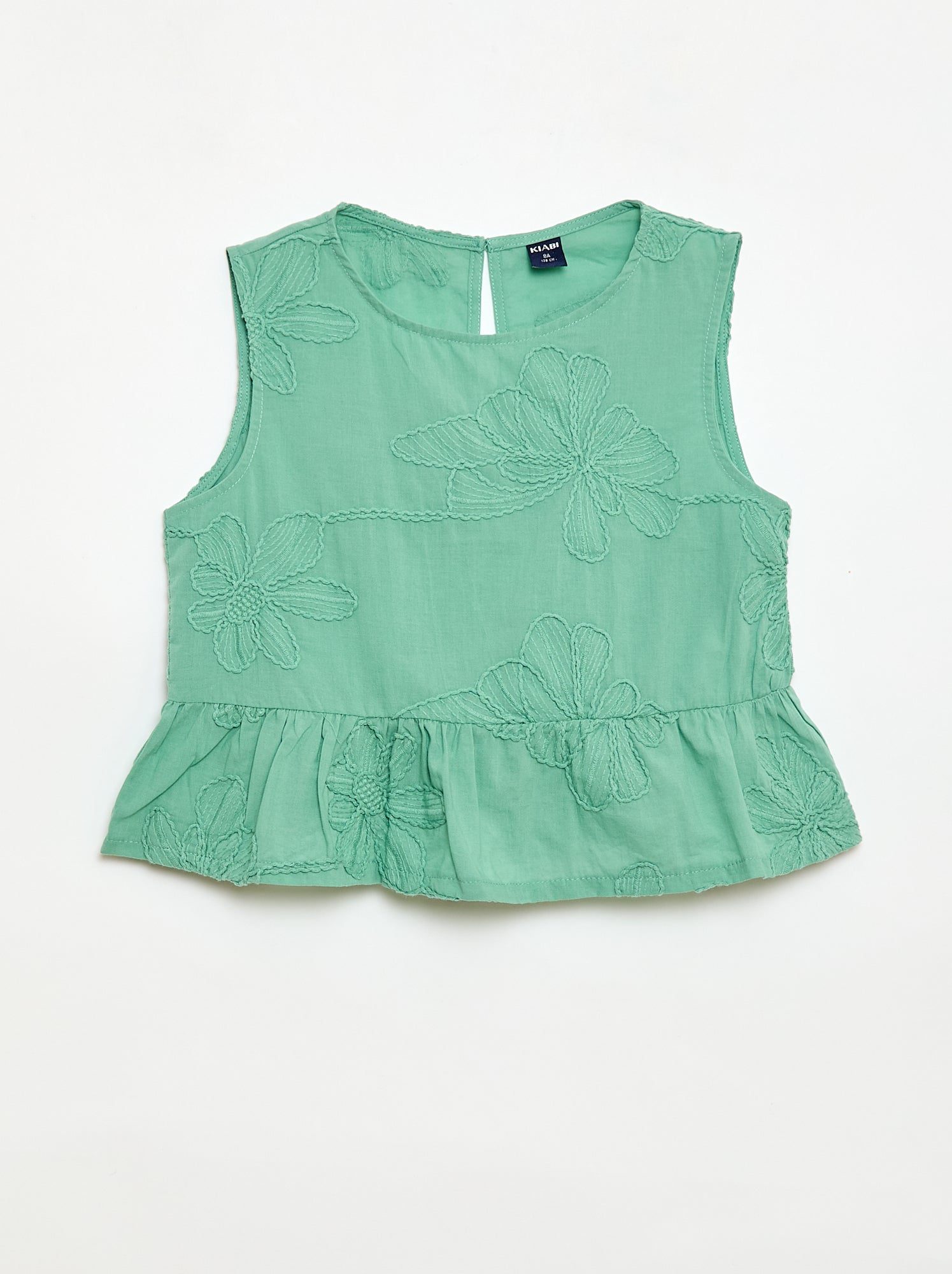 Blusa sem mangas com bordados florais