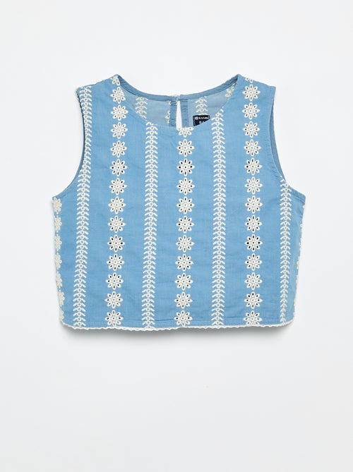 Blusa sem mangas com bordados por toda a peça - Kiabi