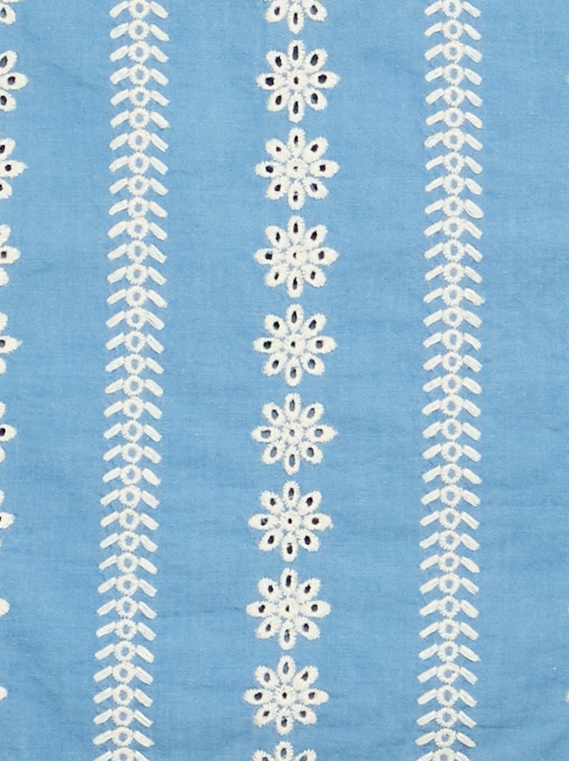 Blusa sem mangas com bordados por toda a peça Azul - Kiabi
